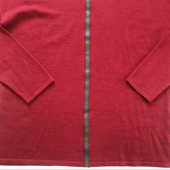 Marshalls Kenar 100% Merino Wool Faux Leather Long Sleeve Blouse Large Red - Picture 2 of 8